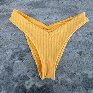 Abercrombie Terry  Ribbed Yellow Bikini Bottom (Size Medium)